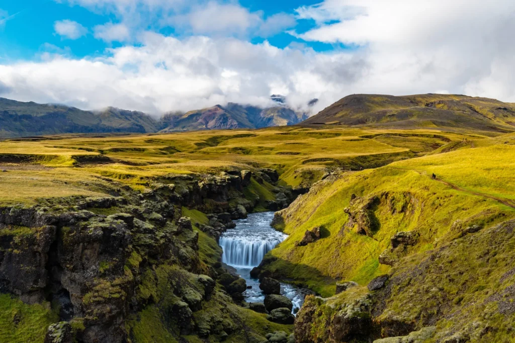 Fimmvörðuháls Hiking Trail In Iceland